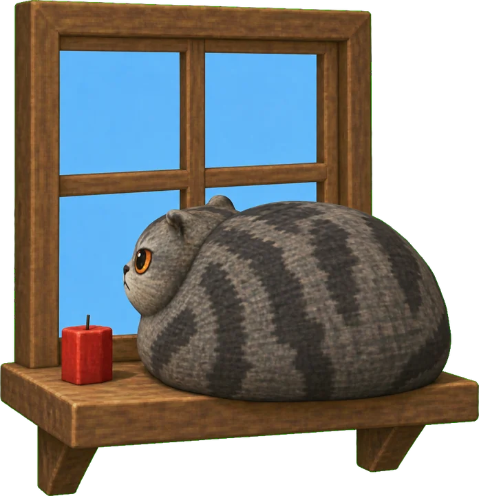 Catlog on a windowsill looking out