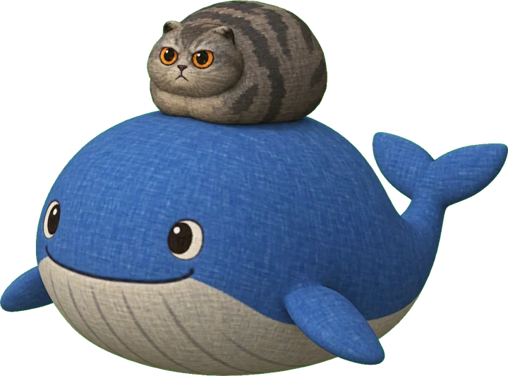 Catlog riding a blue whale